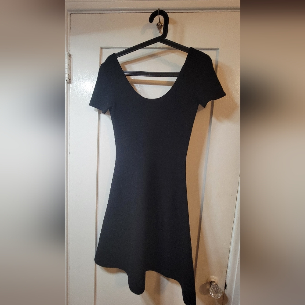 Theory Black Fit & Flare Knit Mini Dress, Size P (Petite)